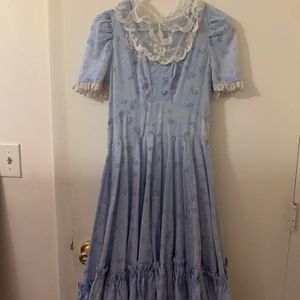 Vintage pastel blue prairie cottagecore dress